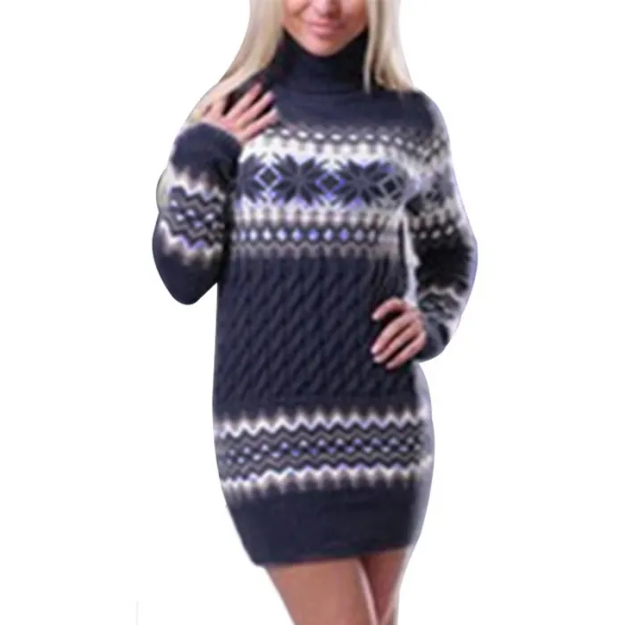 VestidosSuéter de invierno largo - mini vestido con cuello de tortuga