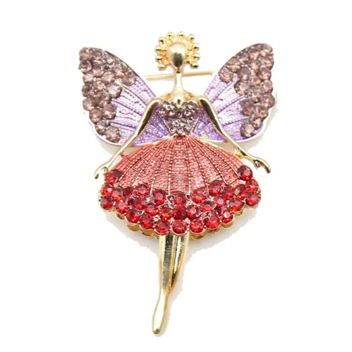 Crystal flying angel - brooch