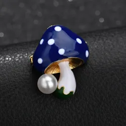 Pilz mit Perle - elegante Brosche