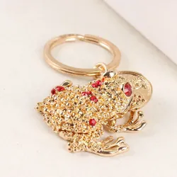 Crystal lucky frog with coin - keychain