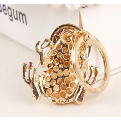 Crystal lucky frog with coin - keychain
