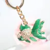 Cristal com peixe dourado - chaveiro
