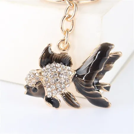 Crystal with gold fish - keychain