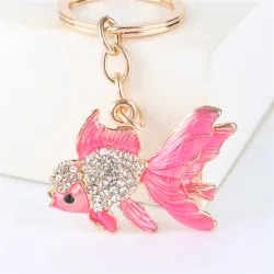 Crystal with gold fish - keychain