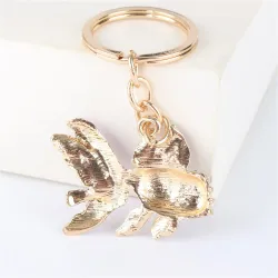 Kristall med guldfisk - keychain