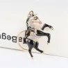 Cheval noir avec cristal - porte-clés