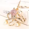 llaveroCristal rosa pulpo & perlas - llavero