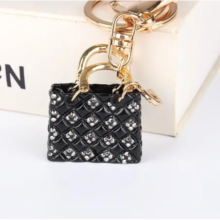Kristall svart handväska - keychain