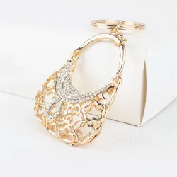 Crystal handbag with D letter - keychain