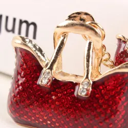 Two crystal red bags & high-heeled shoe - keychain