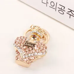 Gold crystal perfume bottle - keychain