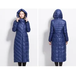 ChaquetasInvierno impermeable abrigo largo - chaqueta baja con capucha - más tamaño