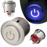 12V 22mm LED momentary push knapp switch - vattentät - bil motor start - metall
