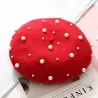 Elegant wool beret with pearls - hat
