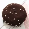 Elegante lã beret com pérolas - chapéu