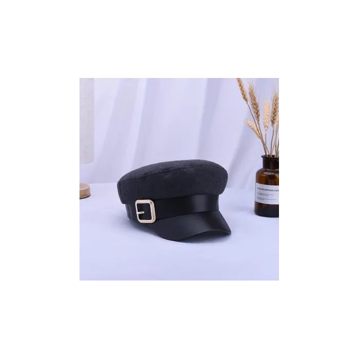 Tampa de moda com visor de couro e cinto