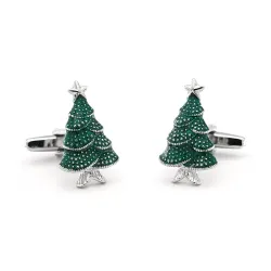 Cufflinks med ett grönt julgran
