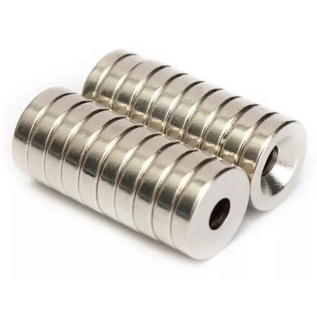 N50N50 iman de neodimio - contorno con agujero de 4 mm - 12 * 3 mm - 20 piezas