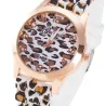 RelojesReloj de acero inoxidable de moda con patrón de leopardo - banda de silicona
