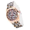 RelojesReloj de acero inoxidable de moda con patrón de leopardo - banda de silicona