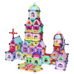 EducativoPegatinas magnéticas con bolas metálicas - bloques magnéticos - construcción del edificio del castillo - juguete edu...