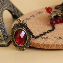 Pulserapulsera de encaje estilo gótico con rosa roja & anillo ajustable