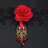 Gothic style lace bracelet with red rose & adjustable ring
