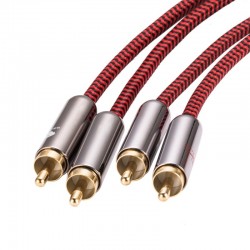HiFi audio cable - 2 RCA to 2 RCA - braided cable OFC - 1m - 2m - 3m - 5m - 8m - 10m - 12m - 15m