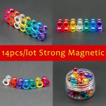 N35 - magnetisk neodym tumme tackar stift - kylskåp magneter - 14 bitar
