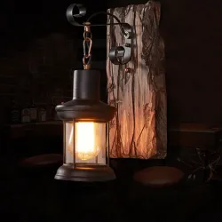 Vintage - Puinen seinävalaisin - LED Light