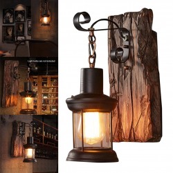 Vintage - wooden wall lamp - LED light