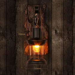 Vintage - Puinen seinävalaisin - LED Light