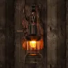 Vintage - trävägglampa - LED ljus