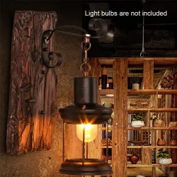 Vintage - trävägglampa - LED ljus