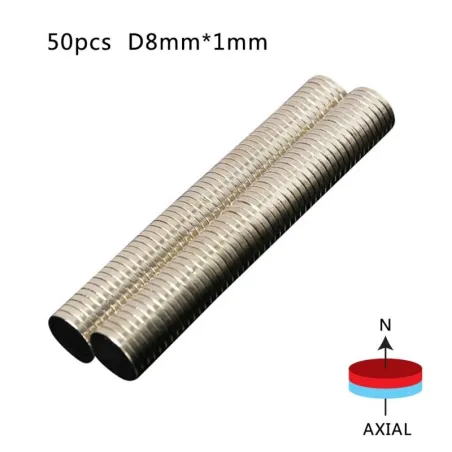 N52 neodymium magnet - liten rund skiva 8mm x 1mm 50 bitar