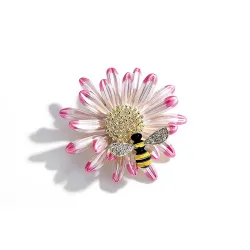 Crystal bee and daisy - elegantti brooch