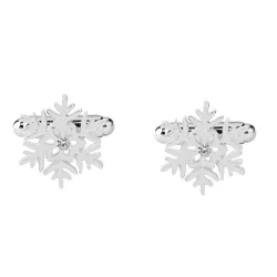 Silver cufflinks with snowflake and Christmas tree