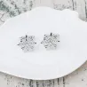Cufflinks de prata com floco de neve e árvore de Natal