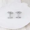 Silver cufflinks with snowflake and Christmas tree