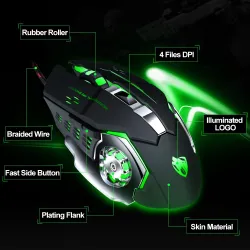 Mouse8D 3200DPI - Ajustable - ratón de juego óptico cable - LED - USB