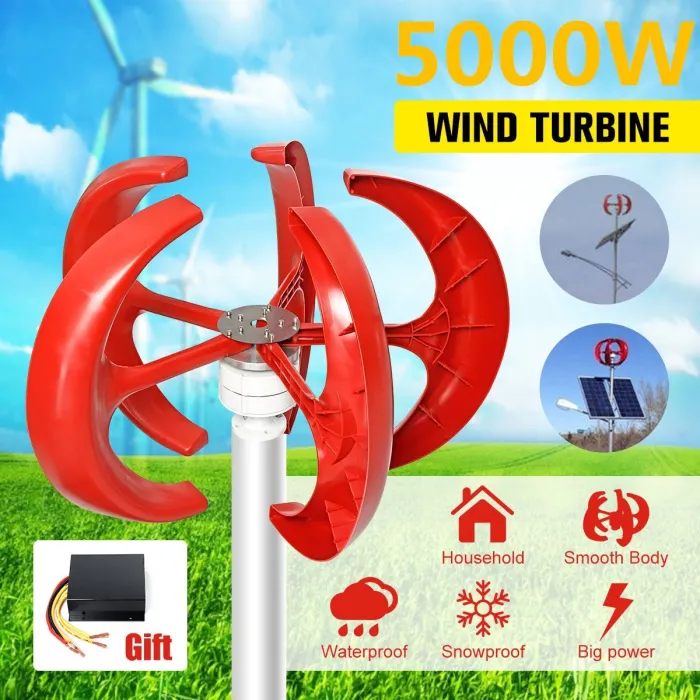 5000W AC 12V-24V - tuuliturbiinigeneraattori - lyhty - 5 virtamoottori - pystyakseli