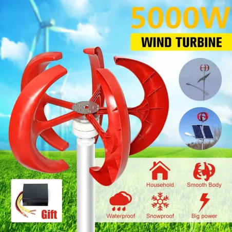 5000W AC 12V-24V - générateur d'éoliennes - lanterne - 5 pales moteur - axi verticale - kit