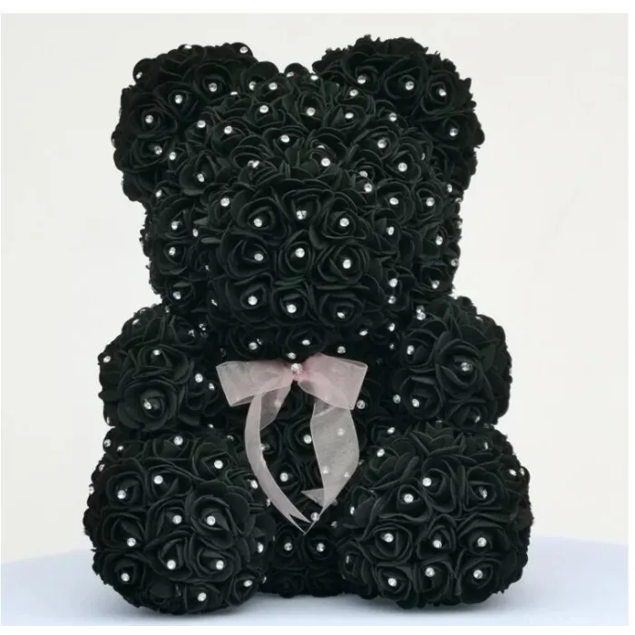 Urso rosa - urso feito de rosas infinitas com diamantes - 25 cm - 35 cm