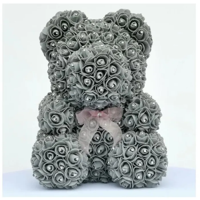 Urso rosa - urso feito de rosas infinitas com diamantes - 25 cm - 35 cm