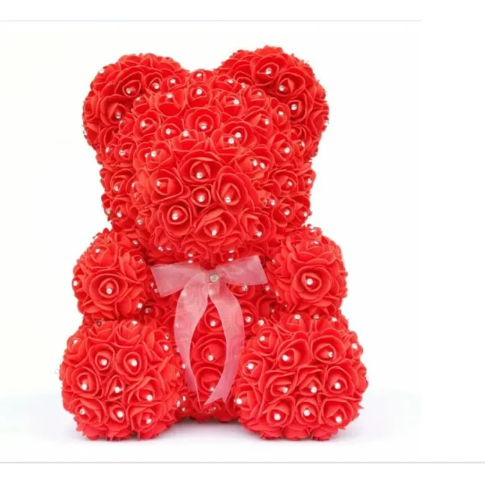 Urso rosa - urso feito de rosas infinitas com diamantes - 25 cm - 35 cm