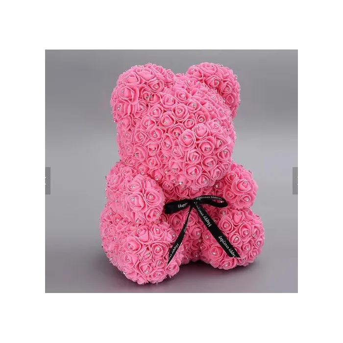 Urso rosa - urso feito de rosas infinitas com diamantes - 25 cm - 35 cm