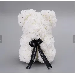 Urso rosa - urso feito de rosas infinitas com diamantes - 25 cm - 35 cm