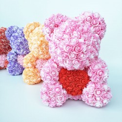 Ruusukarhu - karhu, joka on valmistettu äärettömistä ruusuista sydämellä - 25cm - 35cm