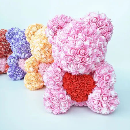 Rose bear - bear made from infinity roses with a heart - 25cm - 35cm