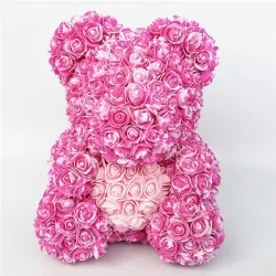 Día de San Valentínoso de rosa - oso hecho de rosas de infinito con un corazón - 25cm - 35cm